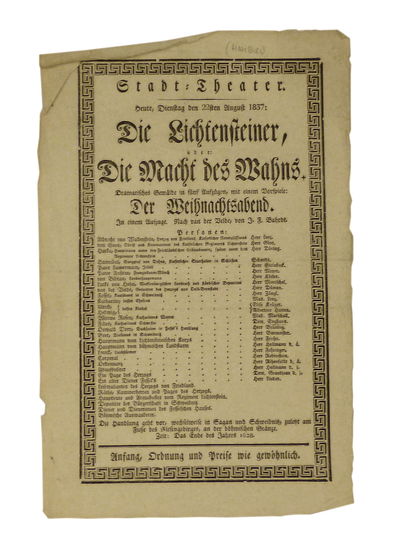 Stadt-Theater. Heute, Dienstag den 22sten August…