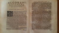 Mahometis Abdallae filii theologia dialogo explicata hermanno Nellingaunense interprete. Alcorani epitome, Roberto Ketenense Anglo interprete. Johannis Alberti Vuidmestadii Jurisconsulti Notationes falsarum impiarumq[ue] opinionum Mahumetis, quae in hisce libris occurunt. Johannis Alberti Vuidmestadii iurisc. ad Ludovicum Alberti F. Palatii Rhenani comitem, Bavariae utriusq[ue] principem illustriss. optimumq[ue] dicatio. M.D.XLIII [1543]   أول ترجمة مطبوعة للقرآن الكريم - أجزاء منه مع دراسة باللاتينية