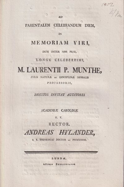 Ad parentalem celebrandum diem in memoriam viri,…