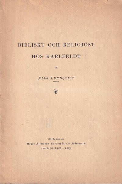 Bibliskt och religiöst hos Karlfeldt.