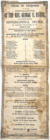 Order of Exercises of the Installation of the Rev. George E. Fisher, as Pastor of the Congregational Church, in Mason Village, N.H.