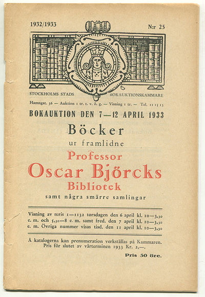 Bokauktion den 7-12 april 1933. Böcker ur…