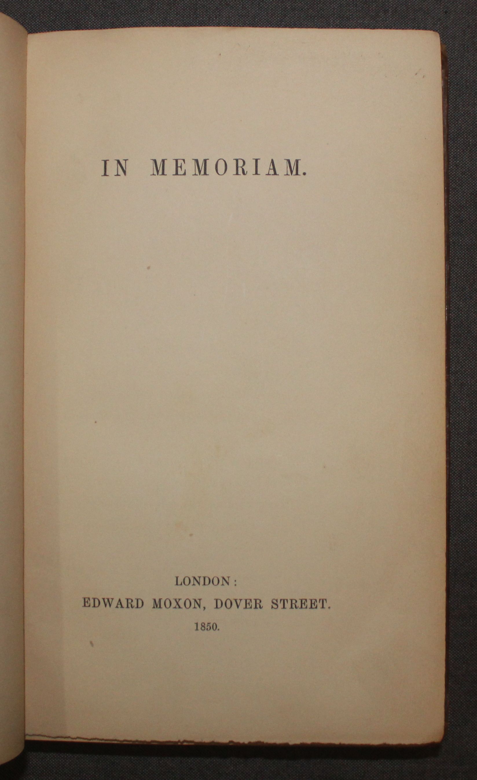 IN MEMORIAM by Alfred Lord Tennyson] First Edition 1850 from