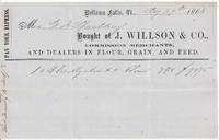 J. Willson & Co. Grain Merchant, Bellows Falls VT Billhead