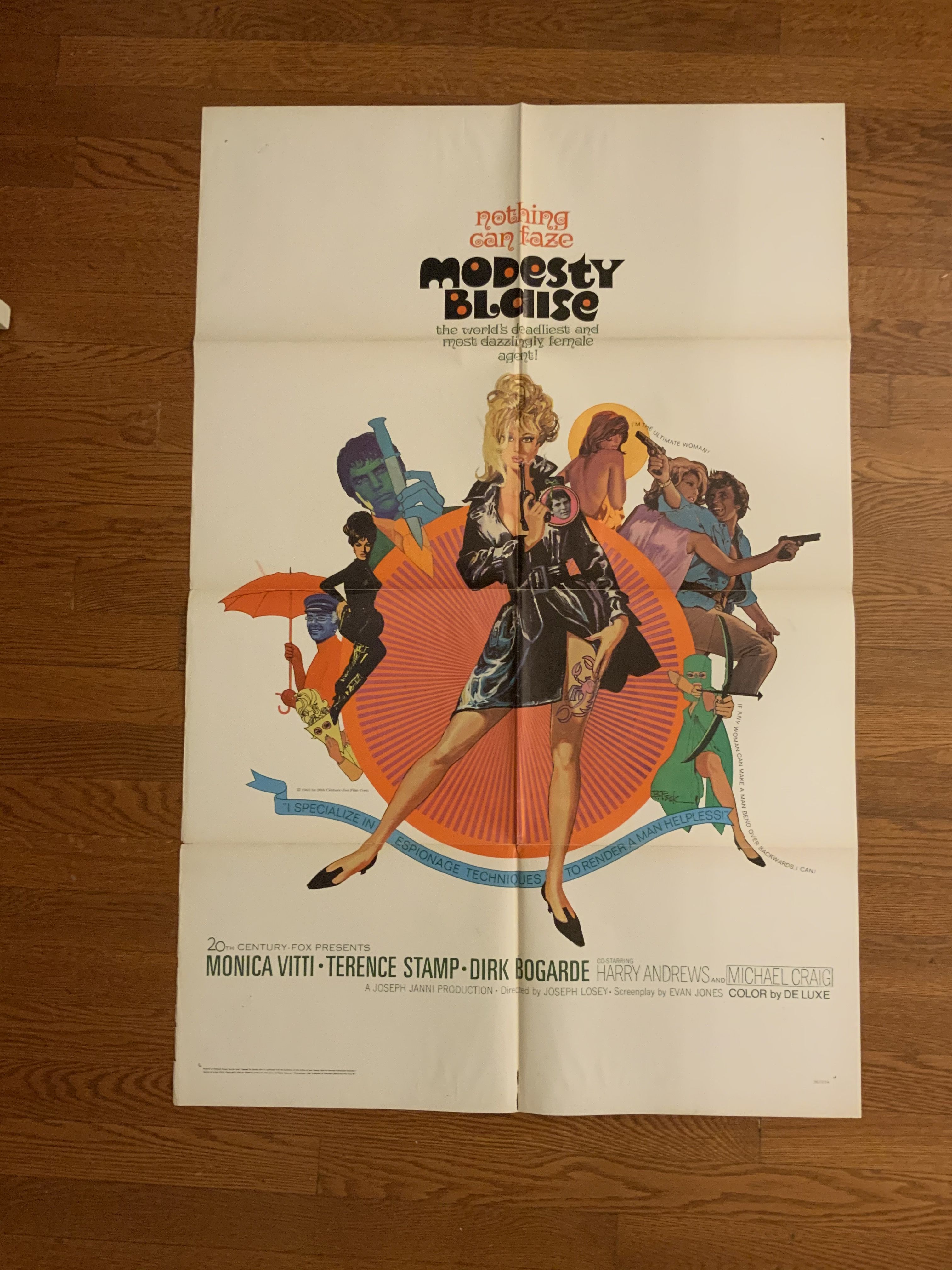 Modesty Blaise One Sheet 1966 Monica Vitti Terence Stamp By Dirk Bogarde Terence Stamp 1966 From Acorn Books Sku 026081