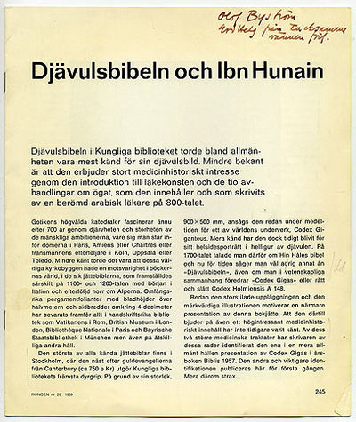 Djävulsbibeln och Ibn Hunain. [Särtryck ur]…