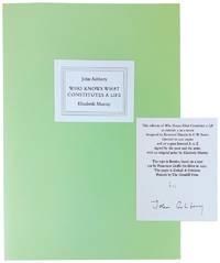 Who Knows What Constitutes A Life [Limited Edition, Signed by Ashbery and Murray]