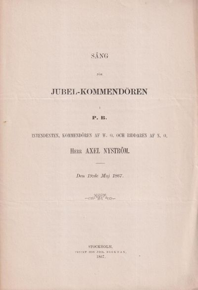 Sång för jubel-kommendören i P.B. Intendenten,…