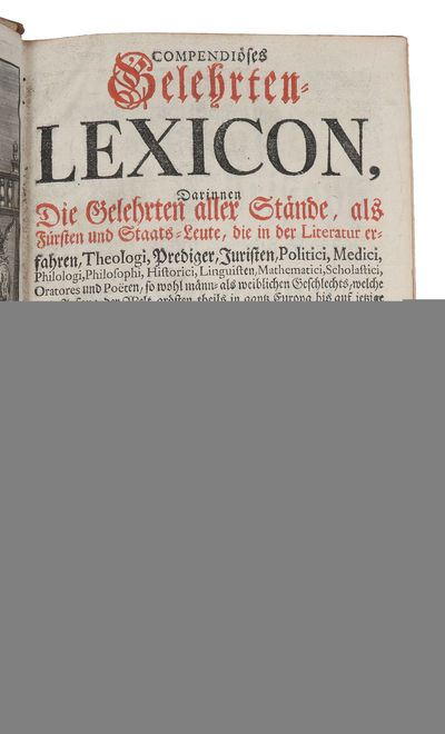 Compendiöses Gelehrten-Lexicon darinnen die Gelehrten, als Fürsten und Staats-Leute, die in der Literatur erfahren, Theologi, Prediger, Juristen, Politici, Medici, Philologi, Philosophi (...). Andere Auflage. 2 parts. (photo 2)