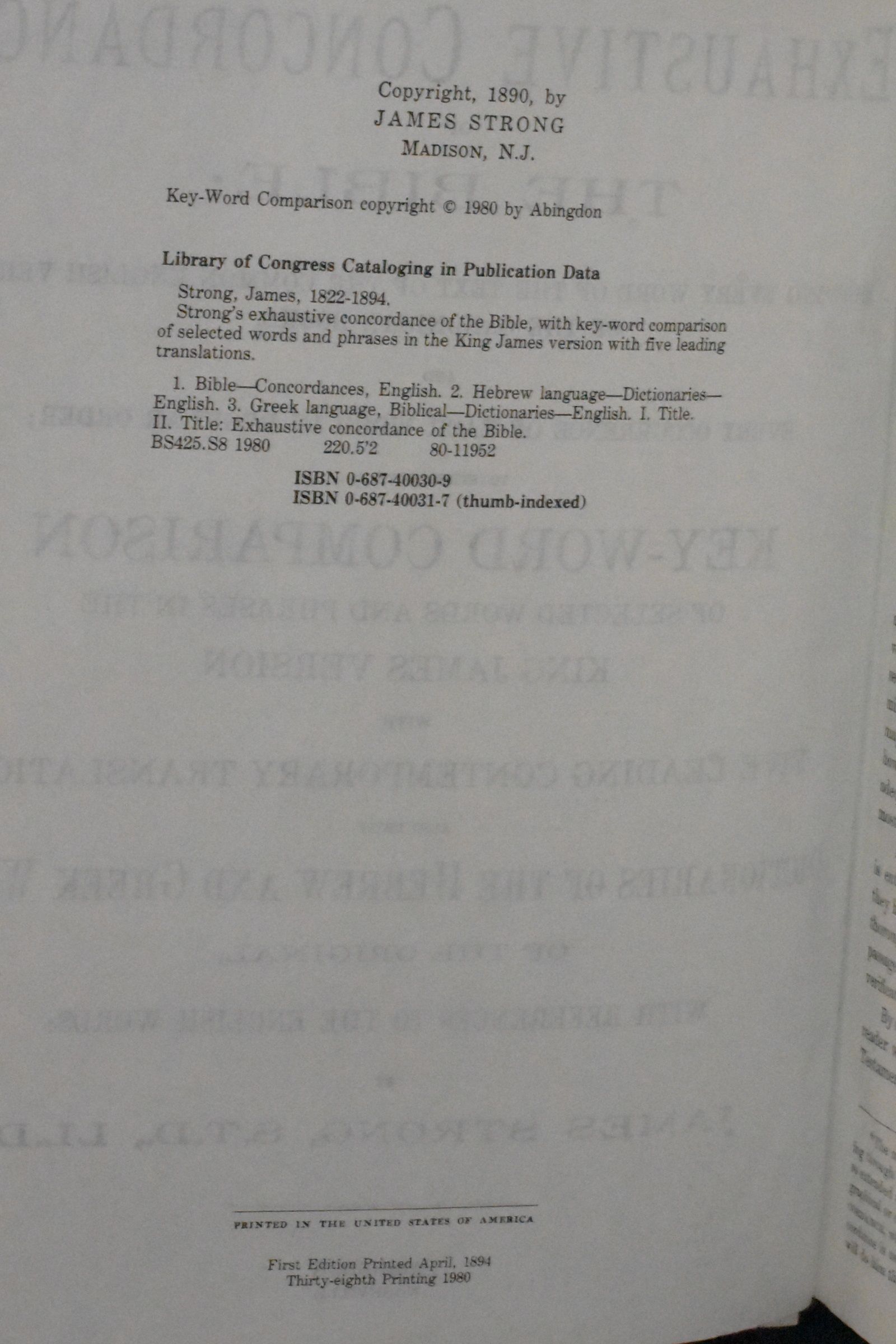 The Exhaustive Concordance of the Bible Showing Every Word of the Text