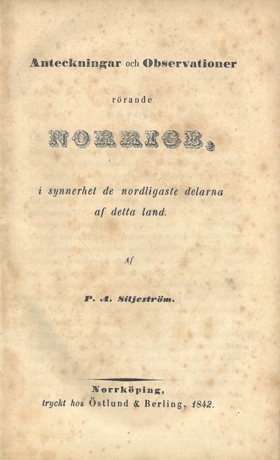 Anteckningar och Observationer rörande Norrige, i…