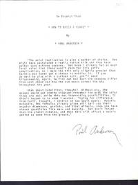 HOW TO BUILD A PLANET. Signed Typescript by Poul Anderson - Signed First Edition - 1971 - from TBCL The Book Collector's Library (SKU: 32179)