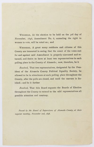 [Handbill from the Alameda County Political Equality Society Calling for Poll Watchers]