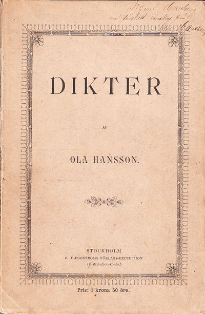 Dikter. [Utg. av] Z. Hæggströms…