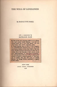 The Well of Loneliness. de HALL, Radclyffe. Witha a commentary by Havelock Ellis - 1928.