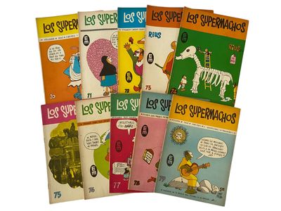  Archive of ten issues of Spanish-language comic Los Supermachos,1968–1971. Rius (Eduardo del Río...