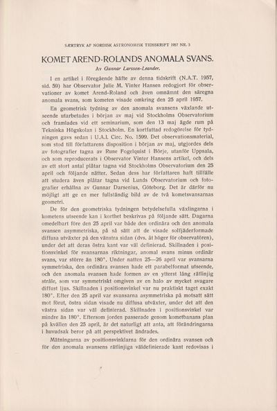 Komet Arend-Rolands anomala svans [= rubrik].