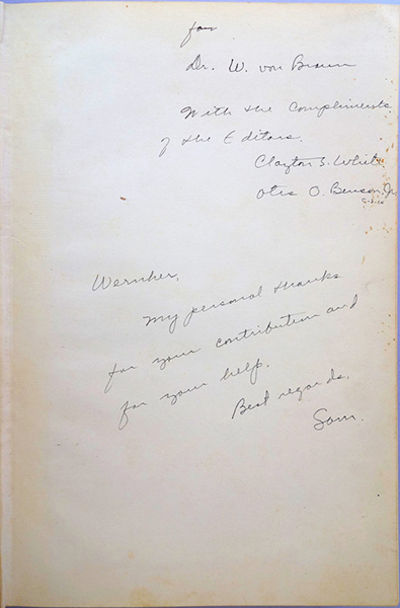 Physics and medicine of the upper atmosphere. Presented to Wernher von Braun