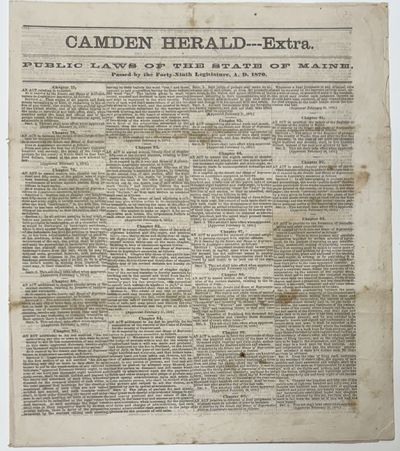 Camden Herald--Extra. Public Laws of the State of Maine, Passed by the Forty-Ninth Legislature, A.D. 1870