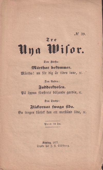 Tre nya wisor. Den första: Märthas bekymmer.…
