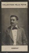 Photographie de la collection Félix Potin (4 x 7,5 cm) représentant : Léon Xanrof, homme de lettres. Début XXe. Vers 1900.
