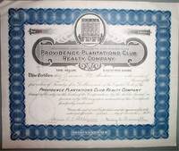 Original 1926 Providence Plantations Club Realty Co. Stock Certificate