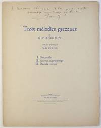 image of 'Trois mélodies grecques', signed (George, 1892-1982, Greek Violinist, Conductor & Composer)