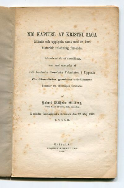 Nio kapitel af Kristni saga tolkade och upplysta…