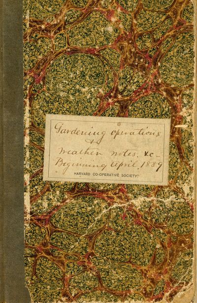 “Gardening operations &c Weather Notes &c Beginning April 1889” containing her Gardening Notes from 1889-1903