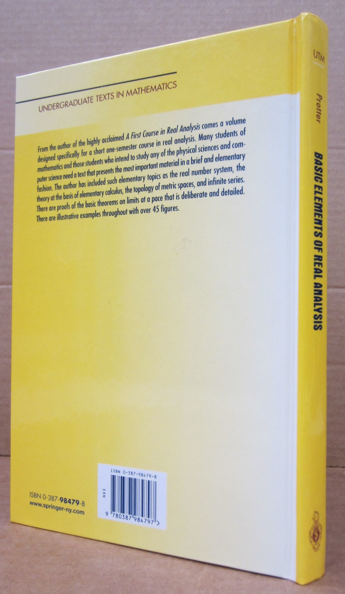 Springer Real Analysis Basic Elements Of Real Analysis by Protter, Murray H | Hardcover | 1998 ...