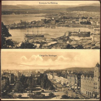 (Leporelloalbum med ti motiver fra Kristiania).