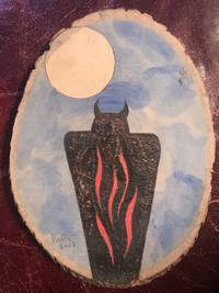 Horned Owl Shadow Figure Possible Utah Pictograph Figure  Hand Painted On 8 x 6 inch Circular...