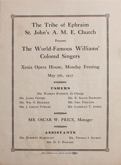 The World-Famous Williams' Colored Singers Program African American
