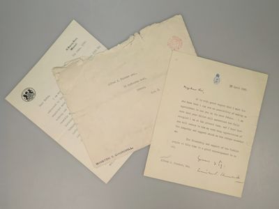 Admiralty House, London, 1940. Letter. This compellingly interesting item features two pieces of cor...