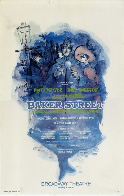 Arthur Conan Doyle (source) BAKER STREET [1965] Theatre window card poster