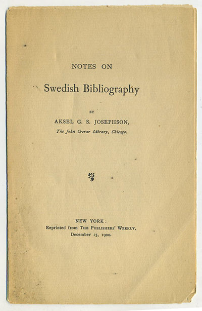 Notes on Swedish bibliography. Reprinted from The…