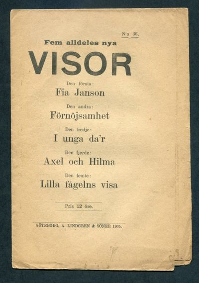 Fem alldeles nya visor. Den första: Fia Janson.…