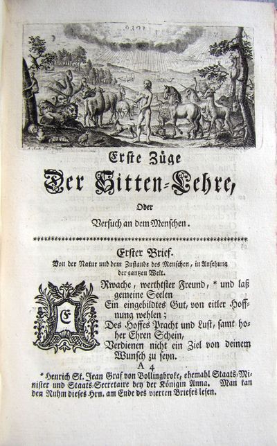 Versuch an dem Menschen, In Vier Sitten-Briefen an Henrich St. Jean, Grafen von Bolingbroke, über Die Natur und den Zustand des Menschen