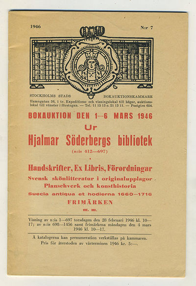 Ur Hjalmar Söderbergs bibliotek (n:is 412-697)…