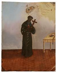 Mexican Retablo Painting of St. Benedict of Palermo, "Black America's Patron Saint." 1843