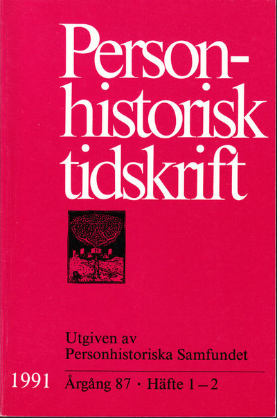 Personhistorisk tidskrift 1991:1-4. Åttiosjätte…