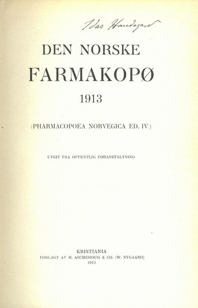 (Pharmacopoea Norvegica ed. IV). Utgit paa…