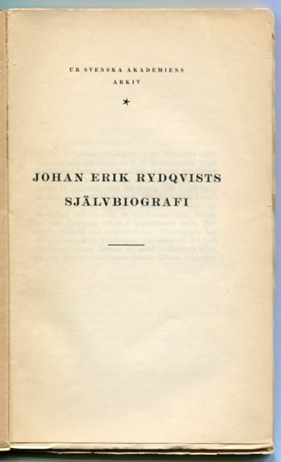 Johan Erik Rydqvists självbiografi.