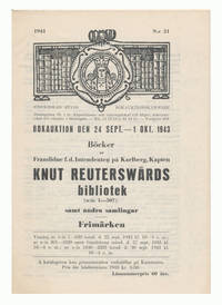 Bokauktion den 24 sept.-1 okt. 1943. Böcker ur framlidne f.d. intendenten på Karlberg, kapten...