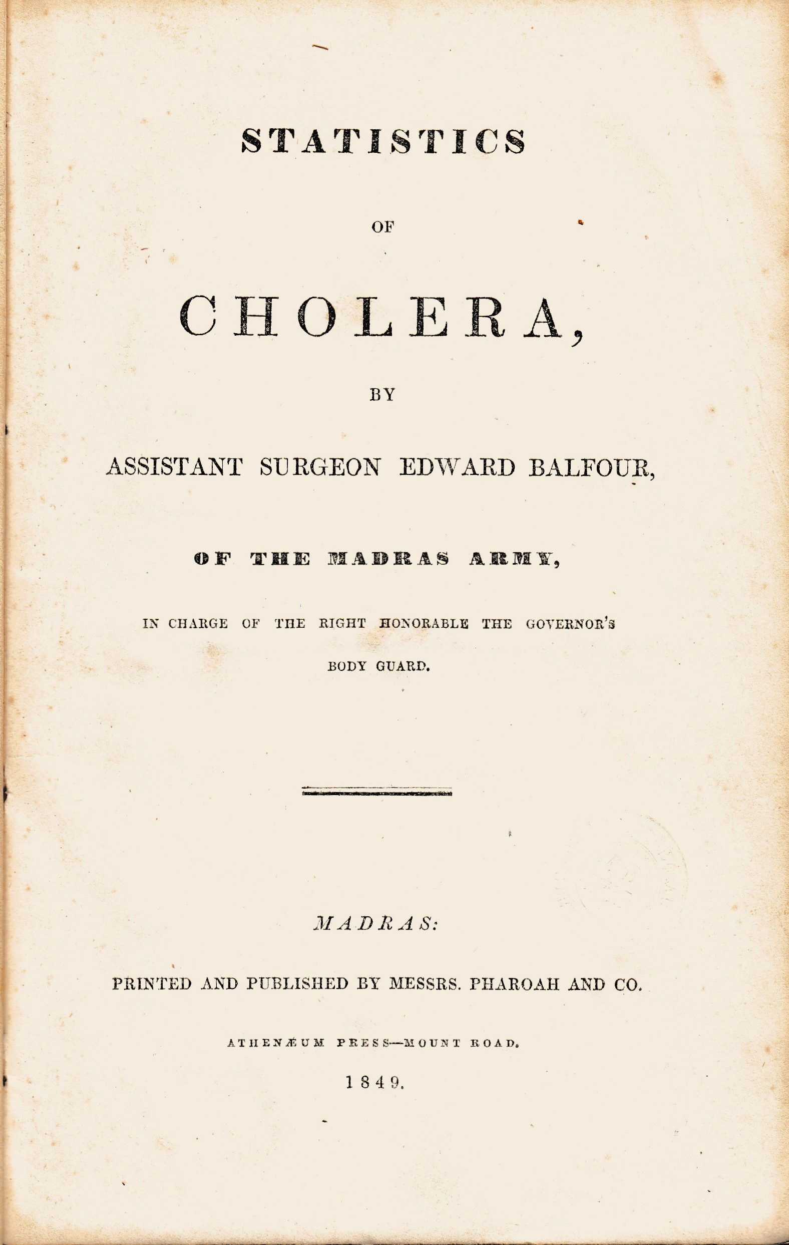 Statistics of Cholera