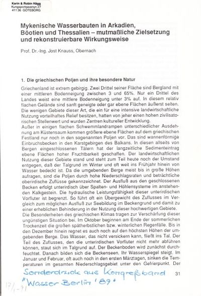 Mykenische Wasserbauten in Arkadien, Böotien und…