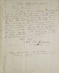 Autograph letter, signed (&quot;John J. Audubon&quot;), to Edinburgh bookseller Alexander Hill, concerning Harriet Douglas, the first American subscriber to the double-elephant folio Birds of America de Audubon, John James - 1830