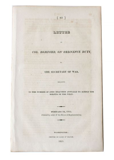 Letter to Secretary of War Requesting Artillery for Military Action in American West, in the first plains Indian War 1823
