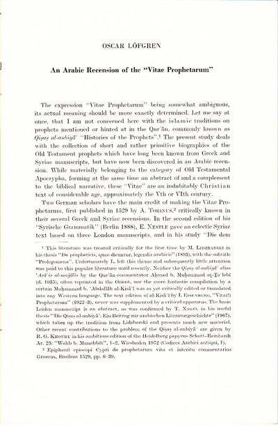 An Arabic Recension of the “Vitae Prophetarum”.…