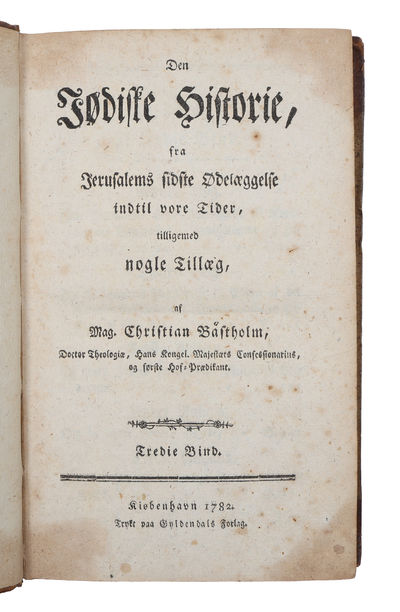 Den Jødiske Historie, fra Verdens Skabelse til Jerusalems sidste Ødelæggelse, med historiske, geographiske, chronologiske og critiske Oplysninger. 3 vols. (photo 5)